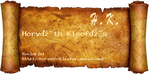 Horváth Kleofás névjegykártya